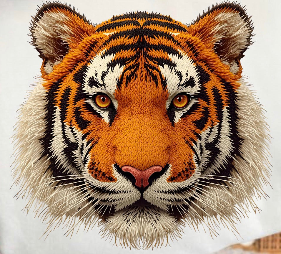 302- faux embroidered tiger head