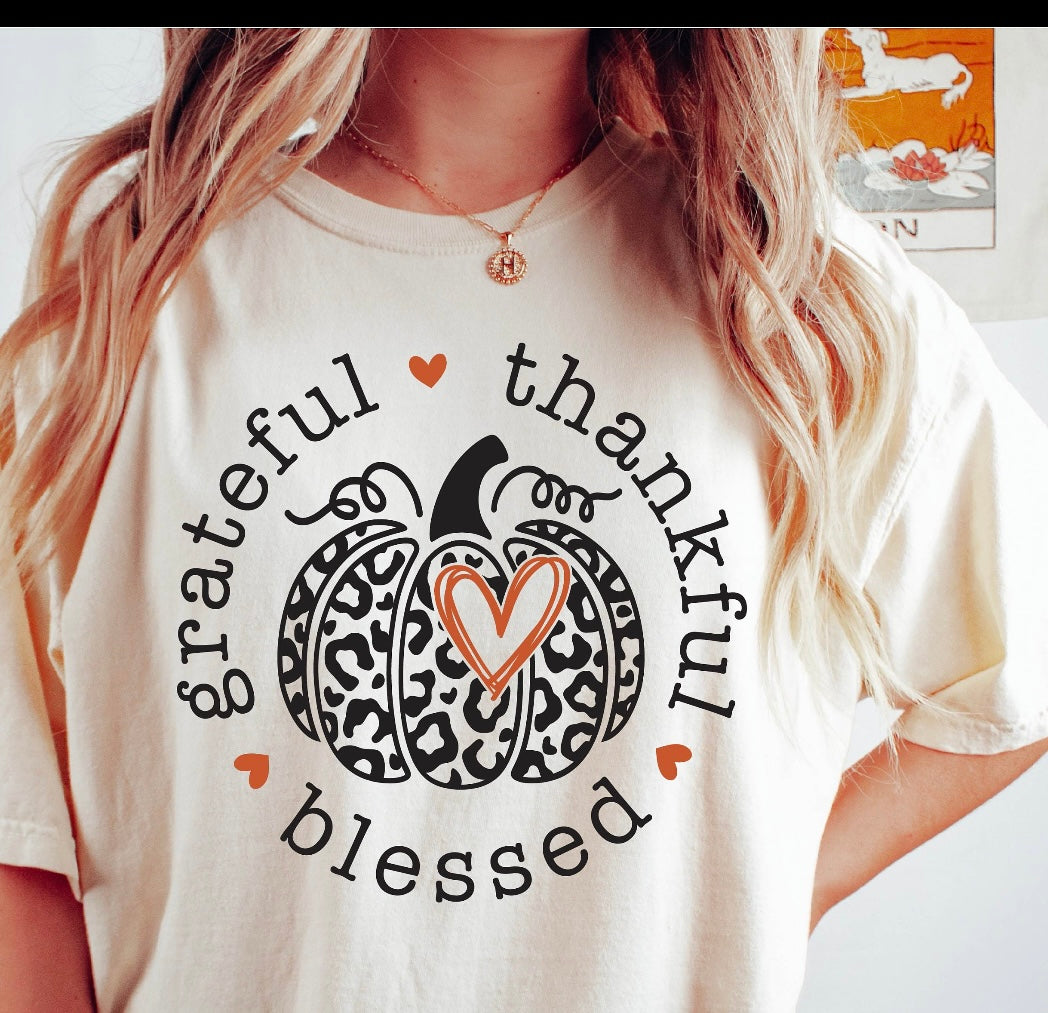 Grateful Thankful Blessed heart pumpkin (TRF-6479)