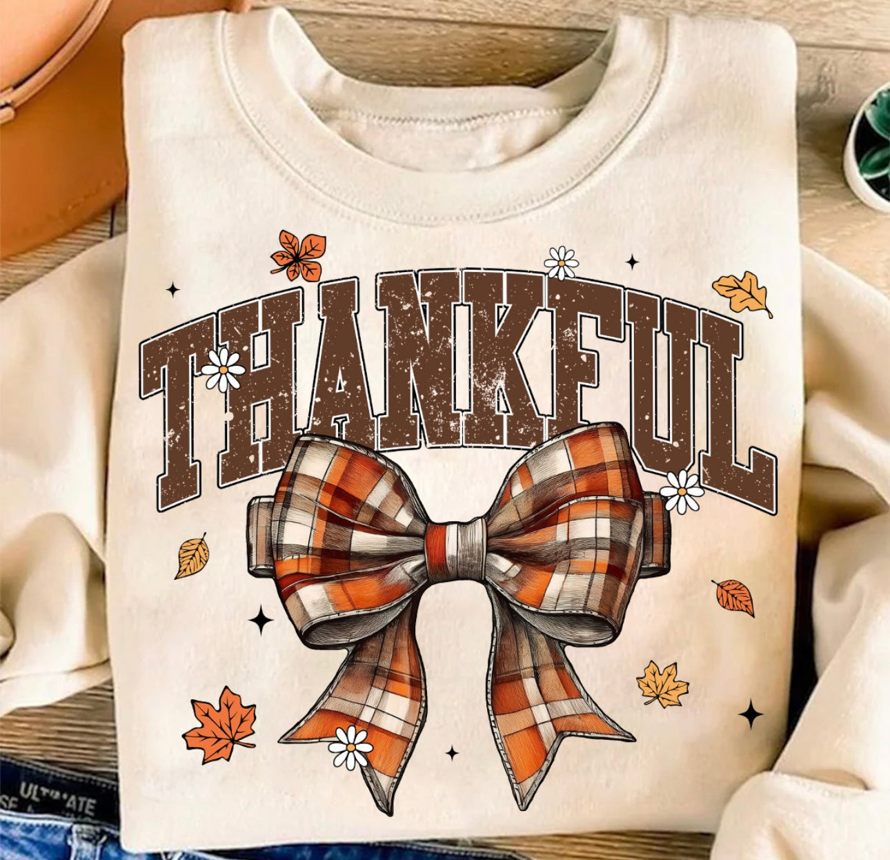 TRANSFER - Thankful-plaid bow