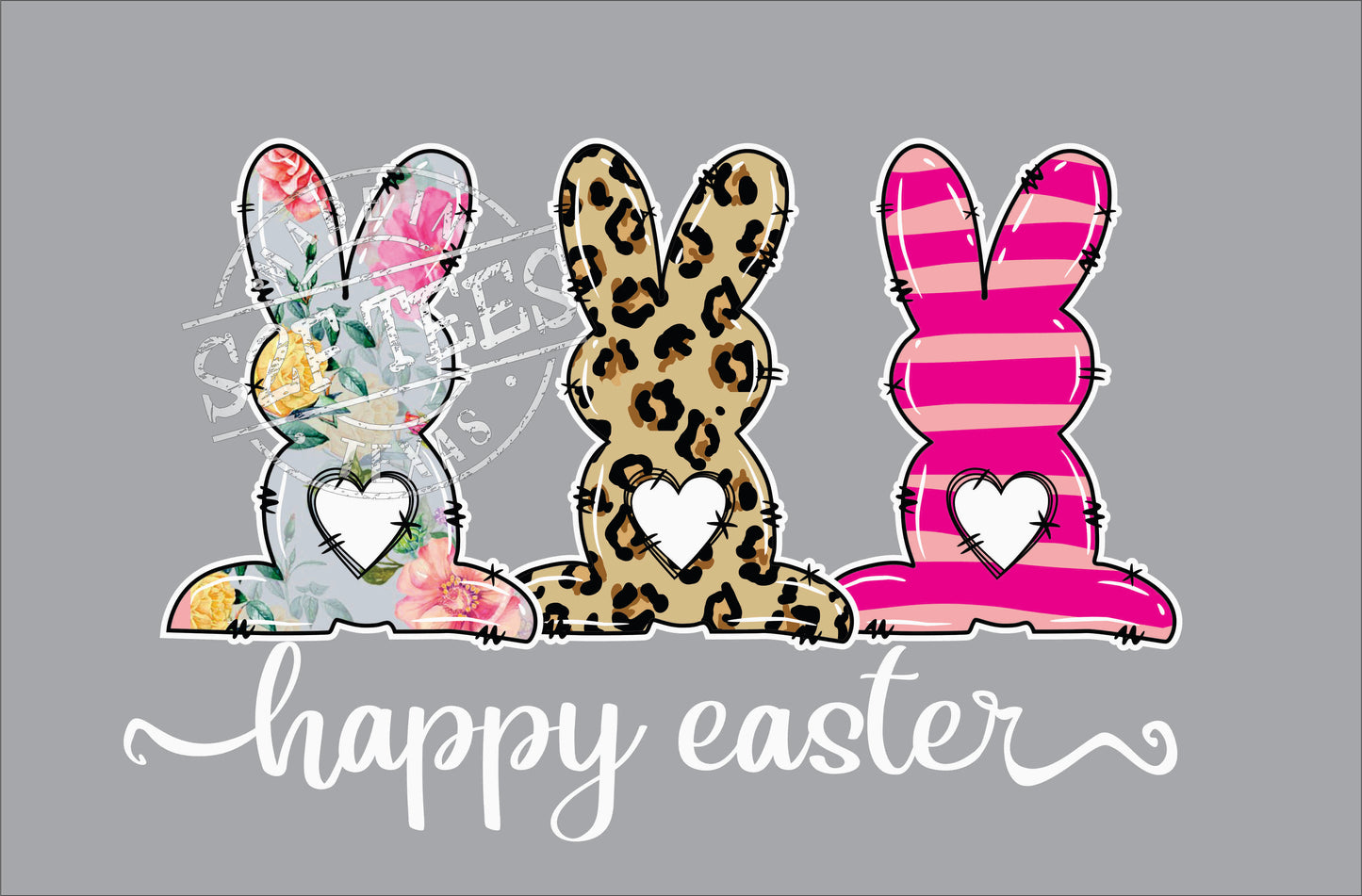 3 Easter Bunnies Happy Easter (TRF-9374)