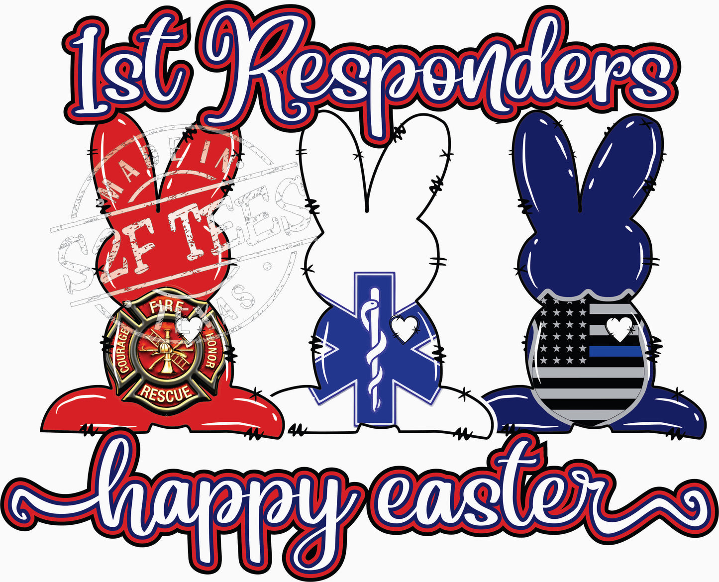 3 Easter Bunnies Happy Easter 1St Responders (TRF-9373)
