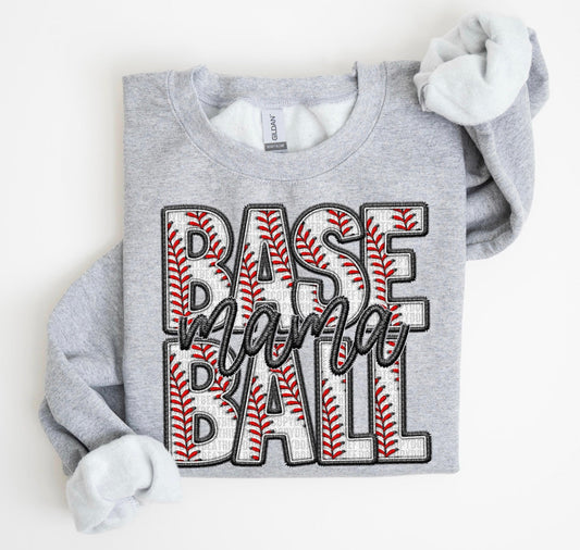 TRANSFER - 040 Baseball Mama faux embroidery