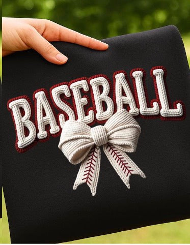 337- Baseball bow- faux knit