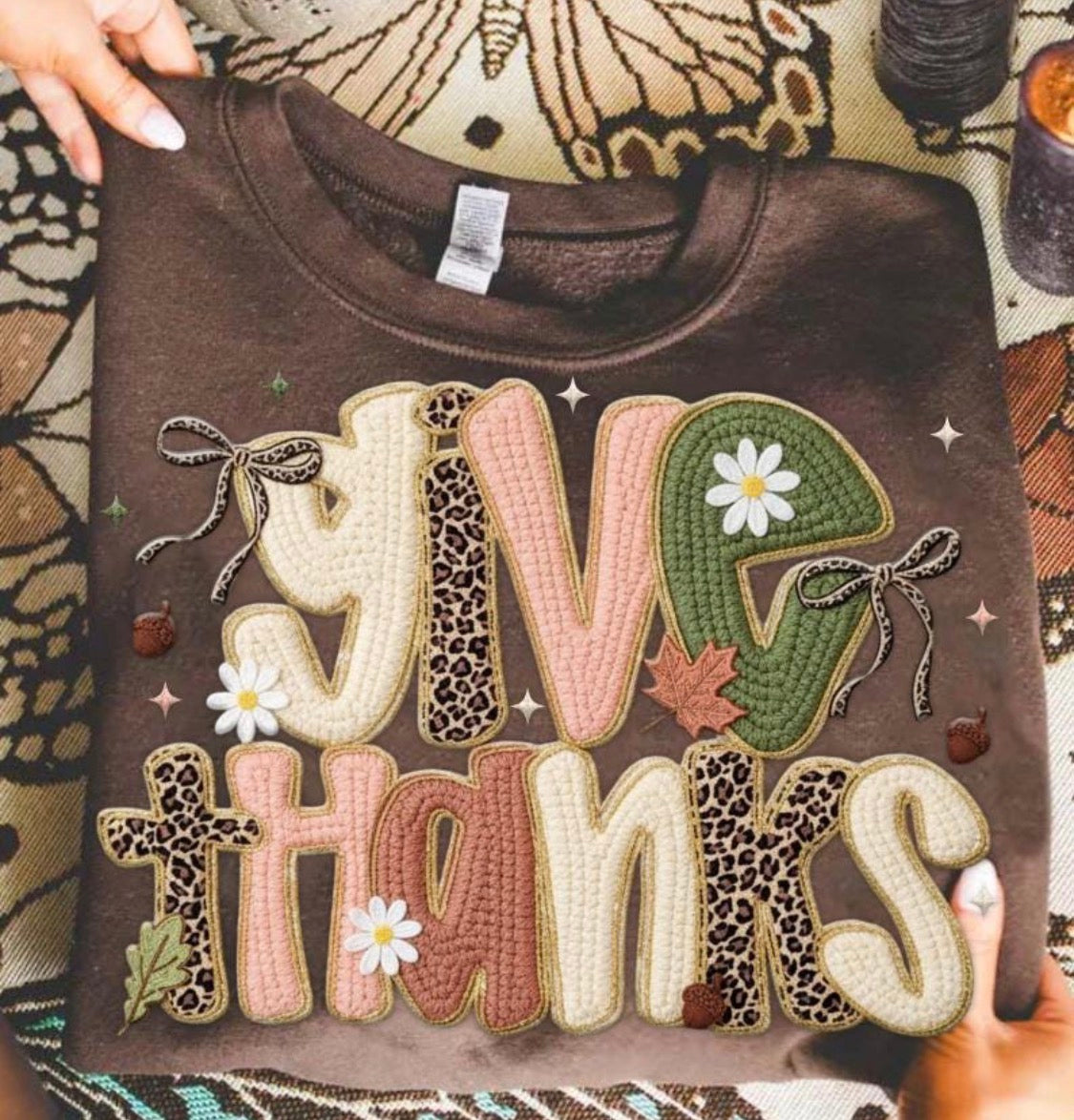 258- Give Thanks faux crochet