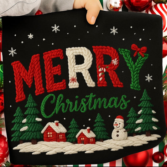 268- detailed faux knit merry christmas