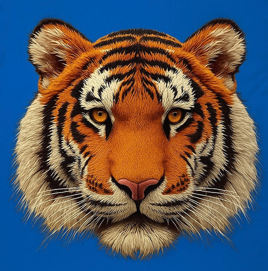 302- faux embroidered tiger head