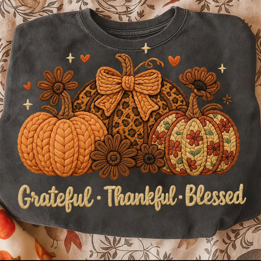 293- Grateful, Thankful and Blessed faux knit
