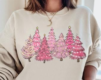 TRANSFER - Pink Christmas Trees